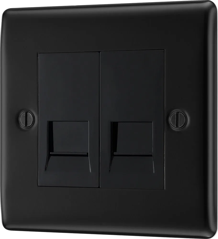 BG NFBBTM2 Nexus Metal Double Master Telephone Socket - Matt Black   Black Rocker