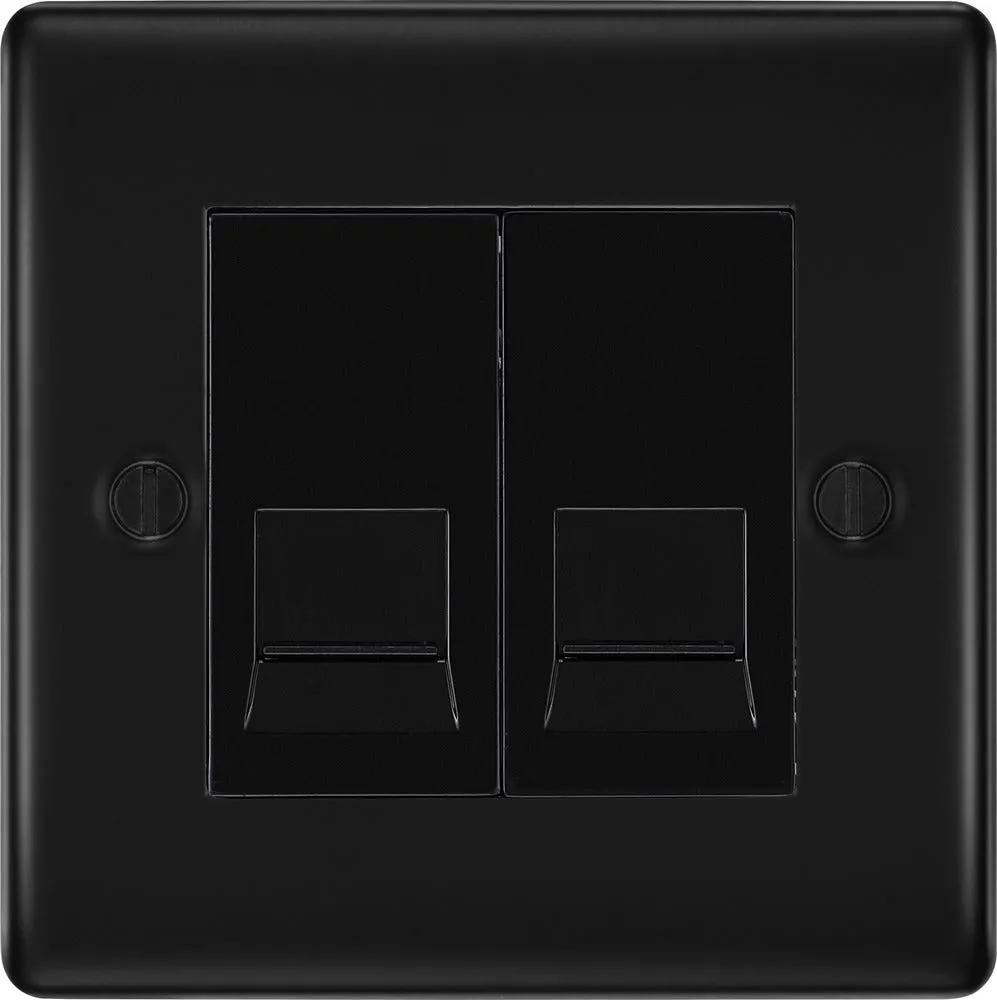 BG NFBBTM2 Nexus Metal Double Master Telephone Socket - Matt Black   Black Rocker
