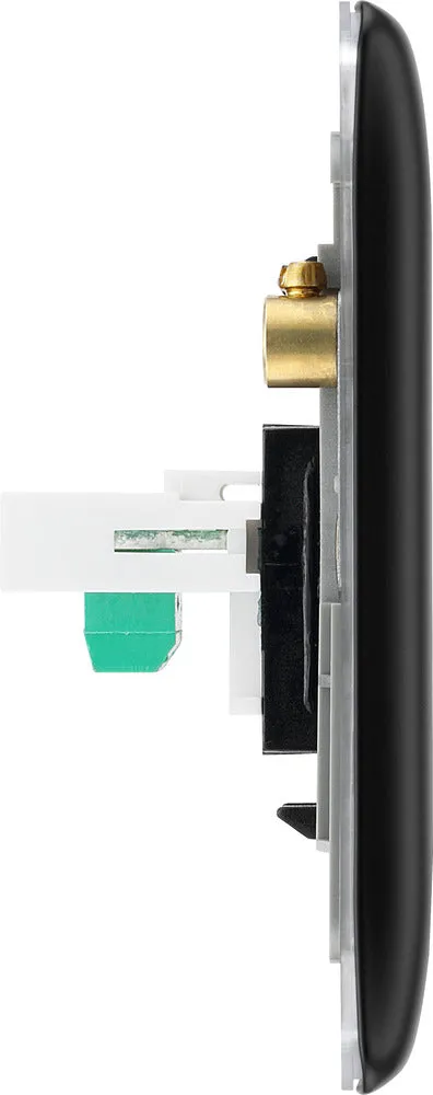 BG NFBRJ112 Nexus Metal RJ11 Double Data Outlet Socket - Matt Black   Black Rocker