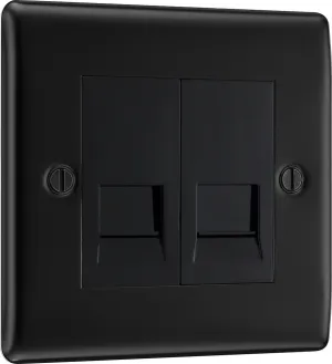 BG NFBRJ112 Nexus Metal RJ11 Double Data Outlet Socket - Matt Black   Black Rocker