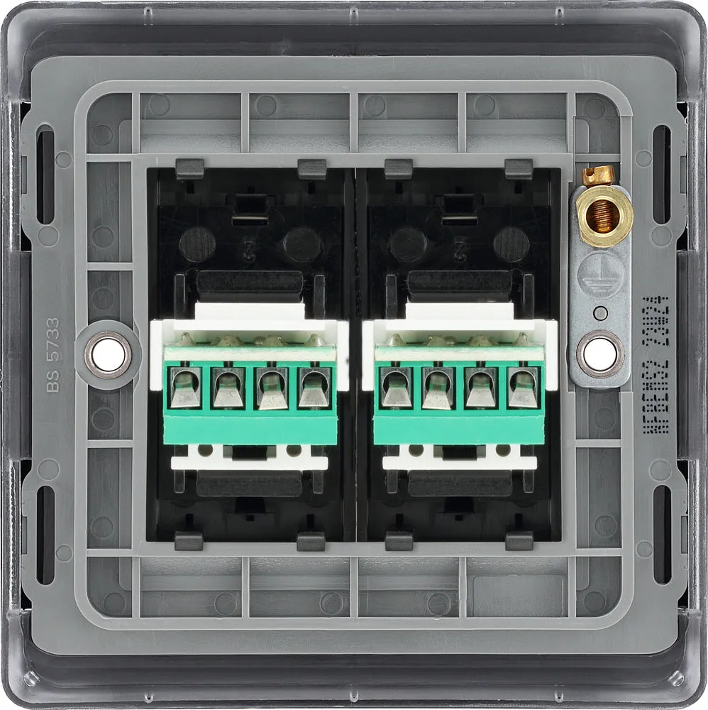 BG NFBRJ112 Nexus Metal RJ11 Double Data Outlet Socket - Matt Black   Black Rocker