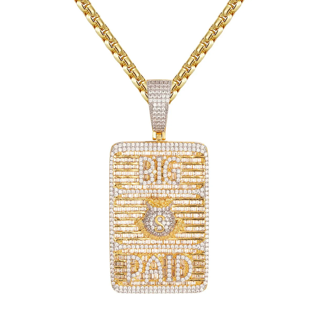 Big Dollar Paid Micro Pave Custom Mens Yellow Tone Pendant