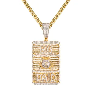 Big Dollar Paid Micro Pave Custom Mens Yellow Tone Pendant