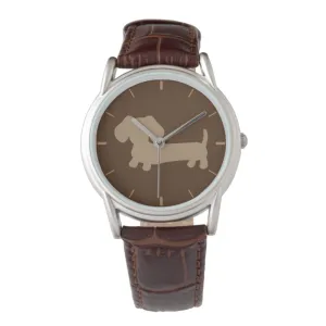 Black, Brown or Gray Dachshund Leather Watches