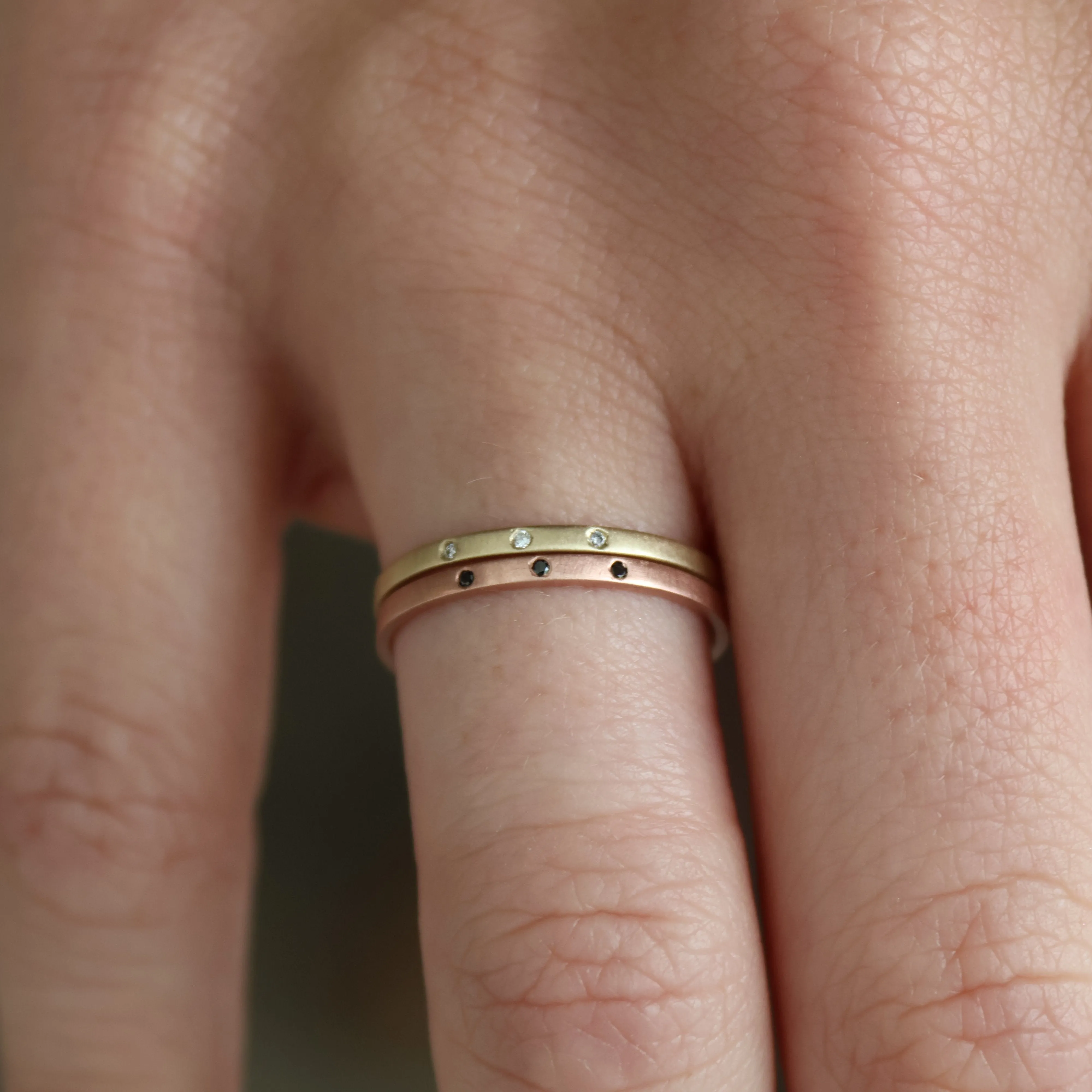 Black Diamond Rose Gold Stacking Ring