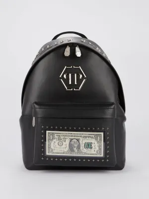 Black Dollar Leather Backpack