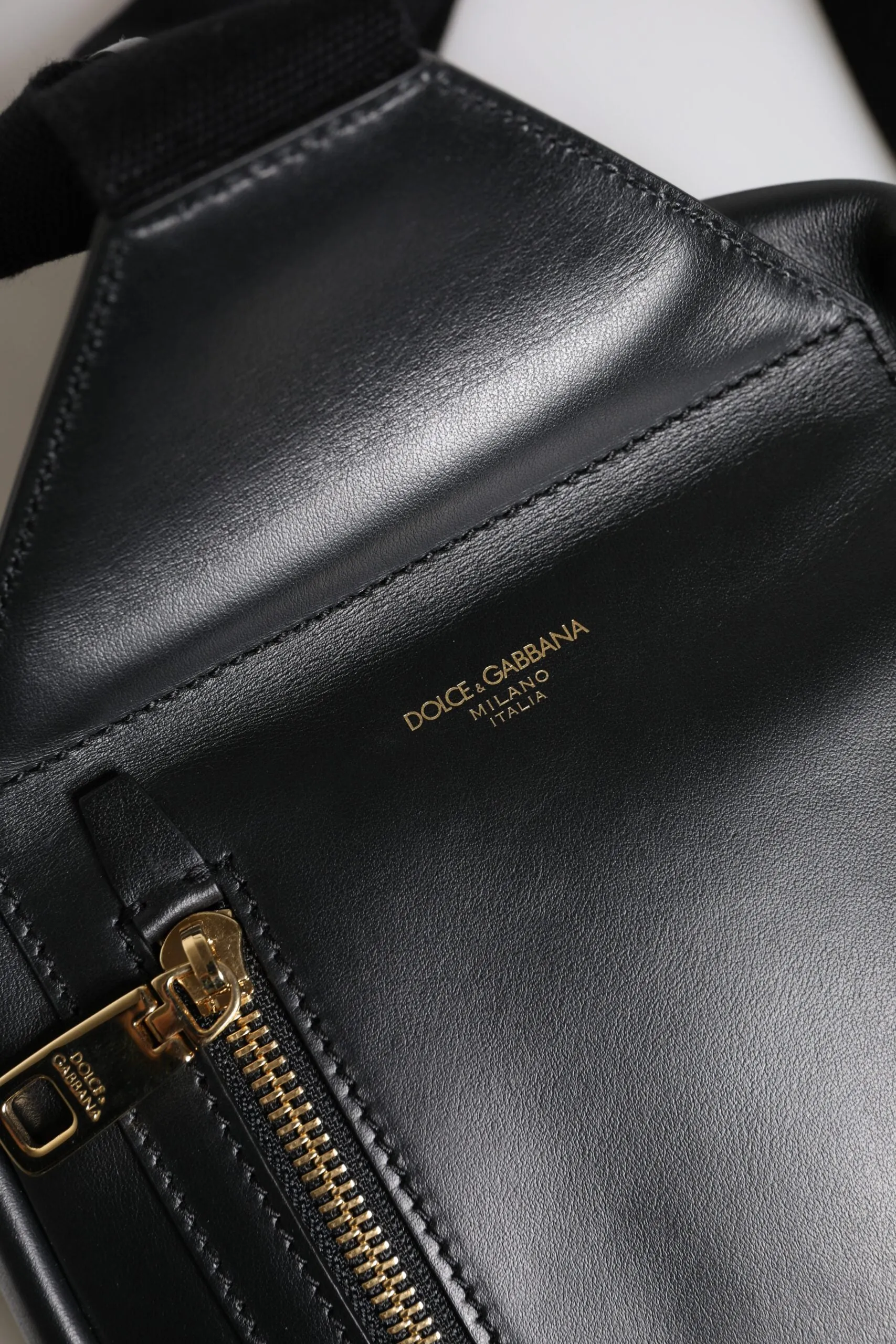 Black Logo Leather Belt Waist Shoulder Men Crossbody Bag