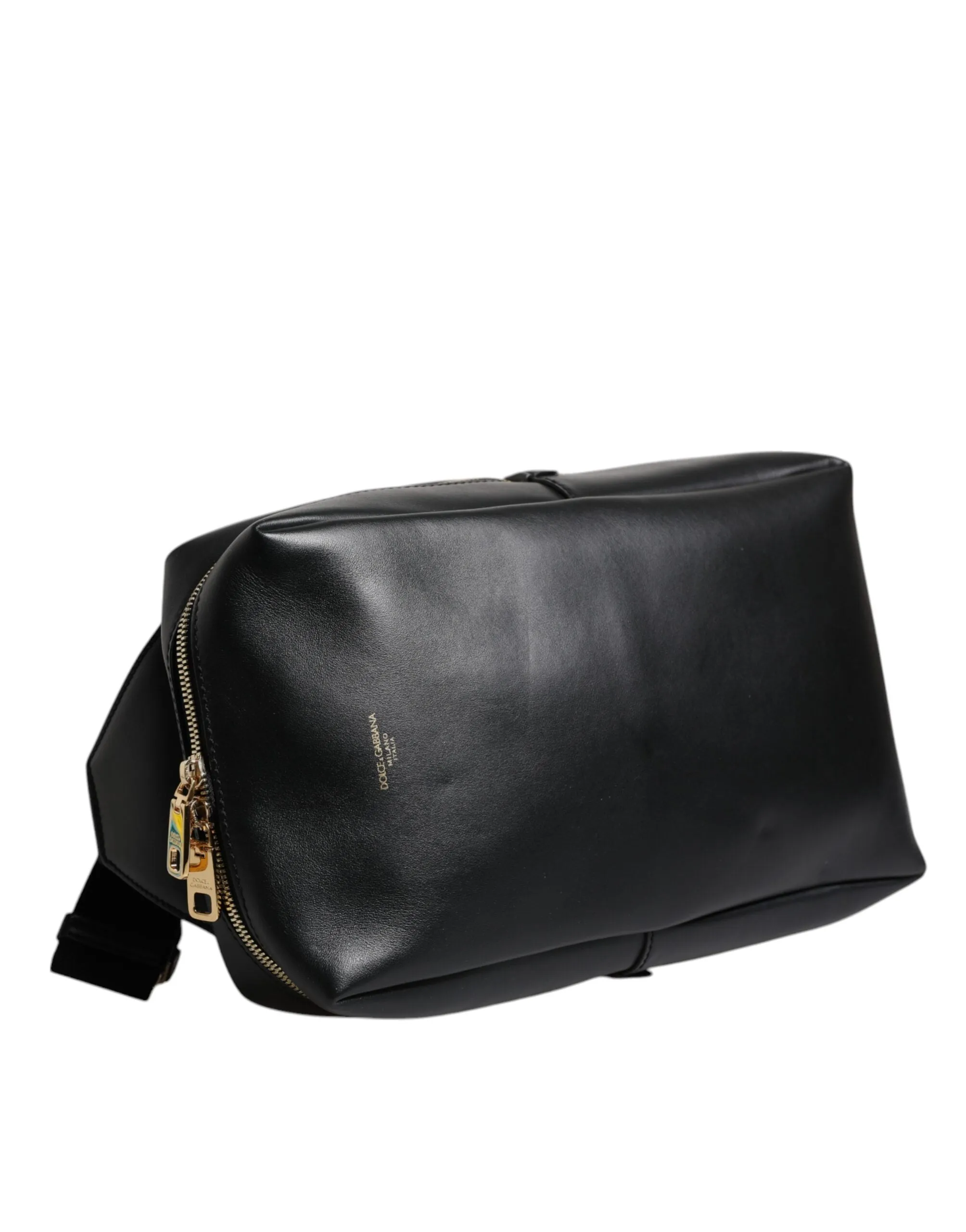 Black Logo Leather Belt Waist Shoulder Men Crossbody Bag
