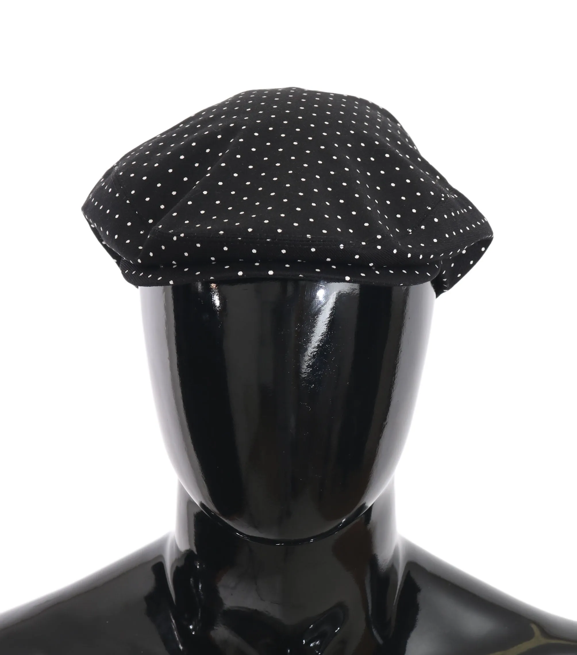 Black Polka Dot Cotton Stretch Newsboy Hat