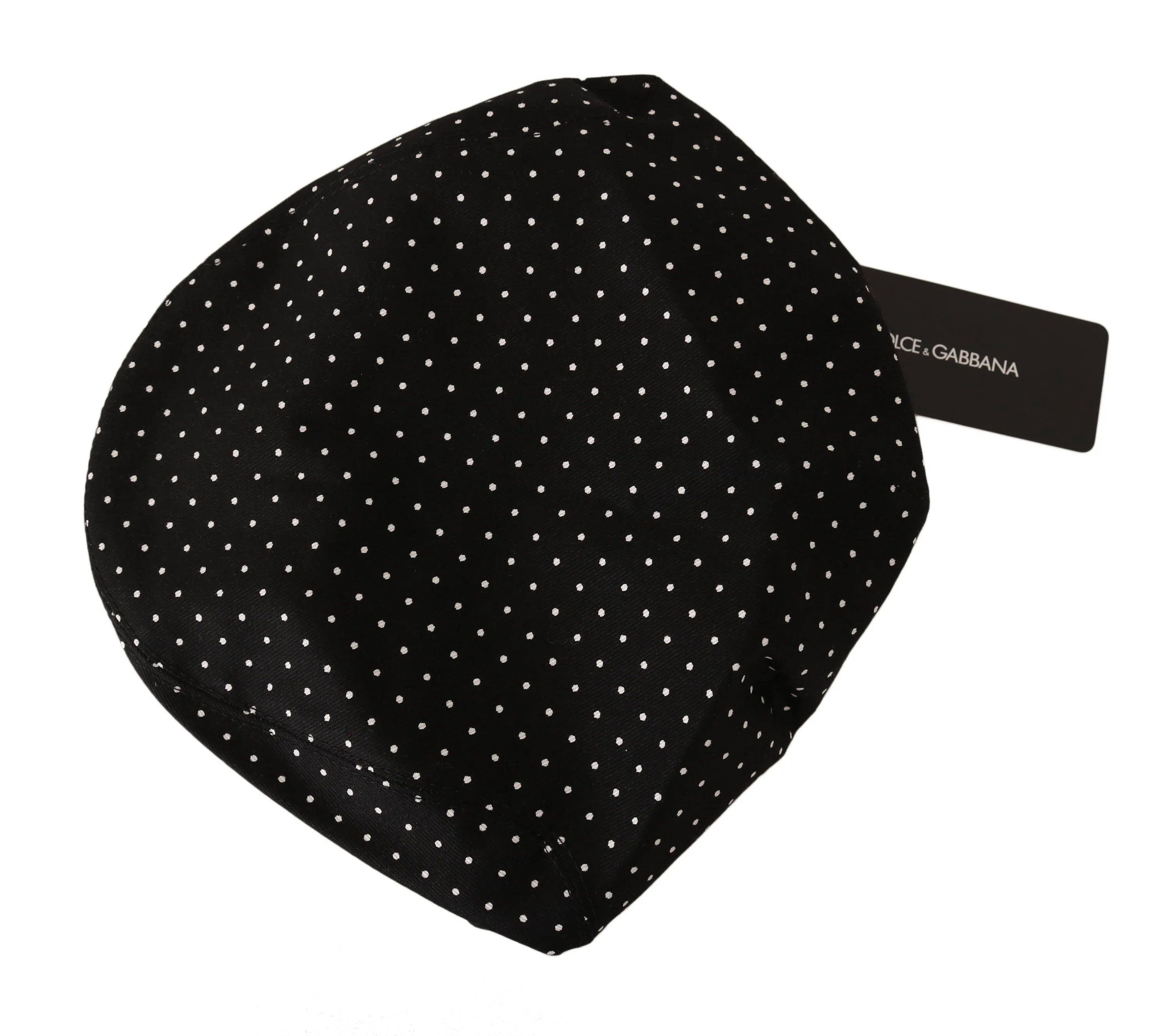 Black Polka Dot Cotton Stretch Newsboy Hat