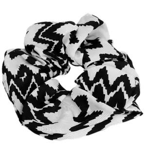 Black White Satin Hair Scrunchie
