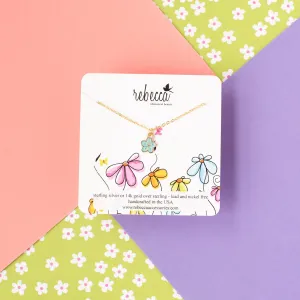 Blue Enamel Flower Children's Necklace