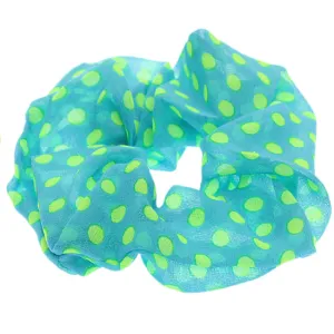 Blue Green Polka Dot Elastic Hair Scrunchie