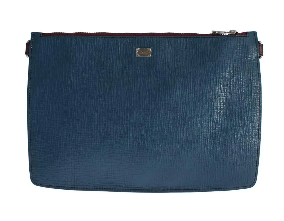 Blue Leather Shoulder Cross Body Messenger Bag Purse