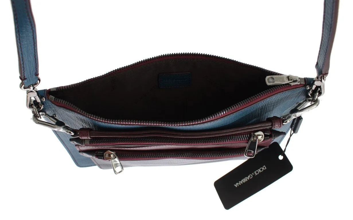 Blue Leather Shoulder Cross Body Messenger Bag Purse