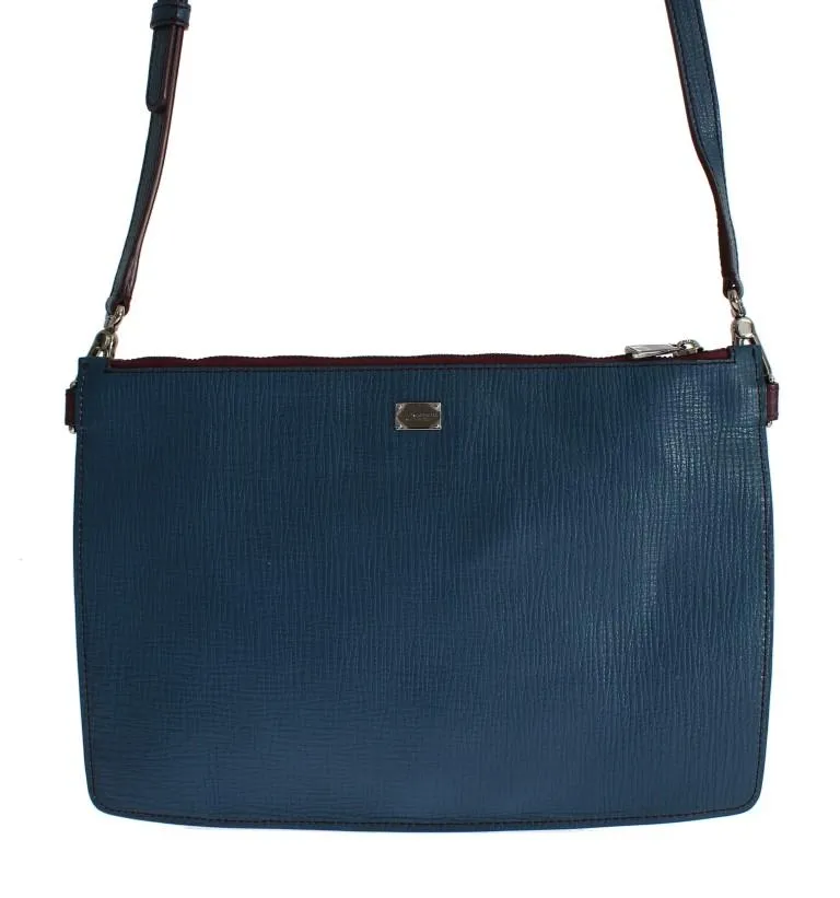 Blue Leather Shoulder Cross Body Messenger Bag Purse
