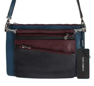 Blue Leather Shoulder Cross Body Messenger Bag Purse