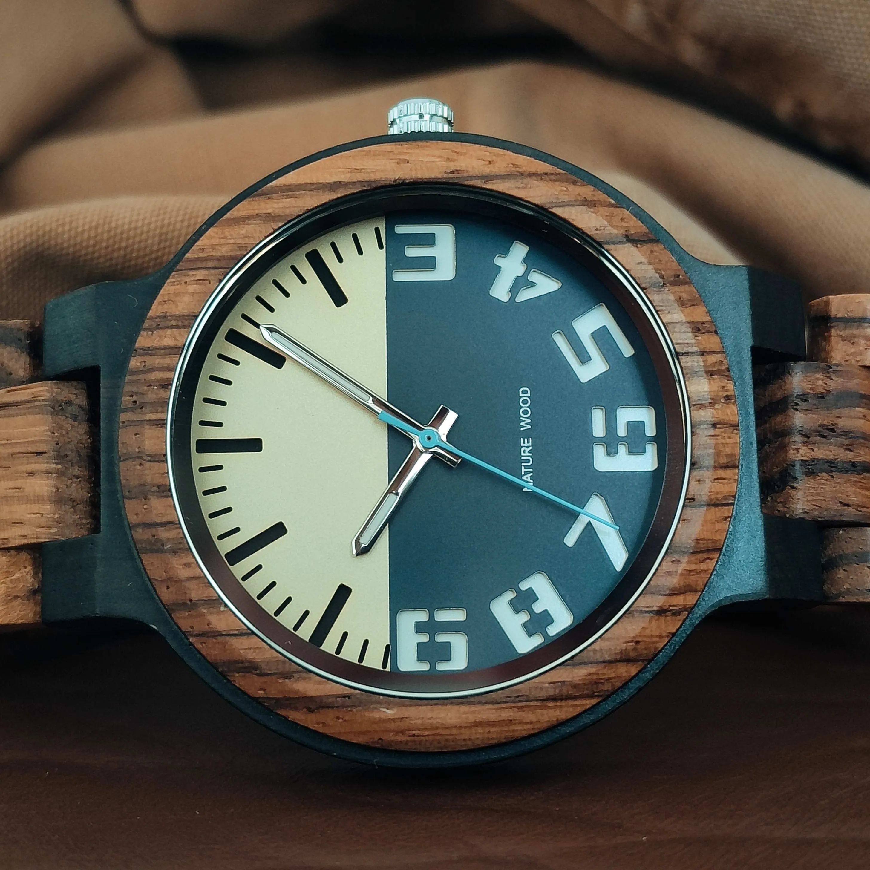 Blue October - Ebony & Zebrawood Watch