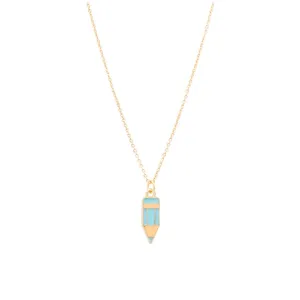 Blue Pencil Enamel Charm Necklace Children's Jewelry Gift