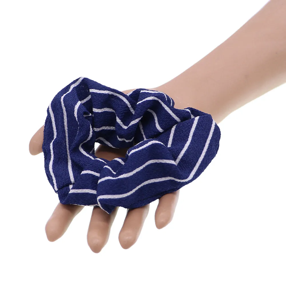 Blue Striped Hair Scrunchie
