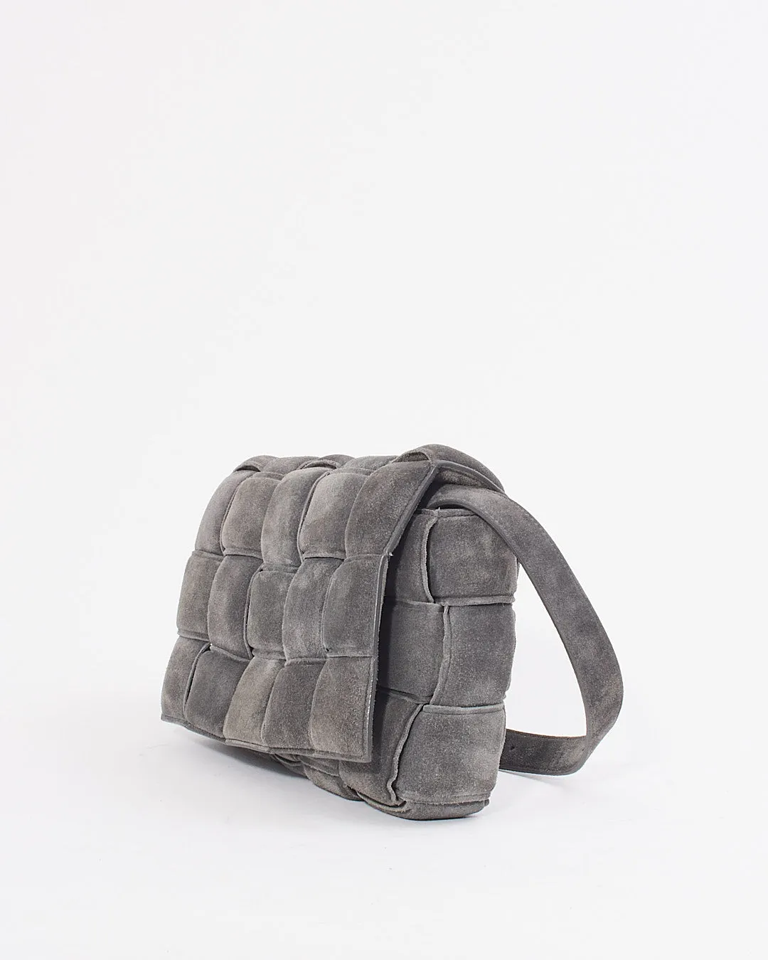 Bottega Venetta Grey Suede Padded Cassette Bag