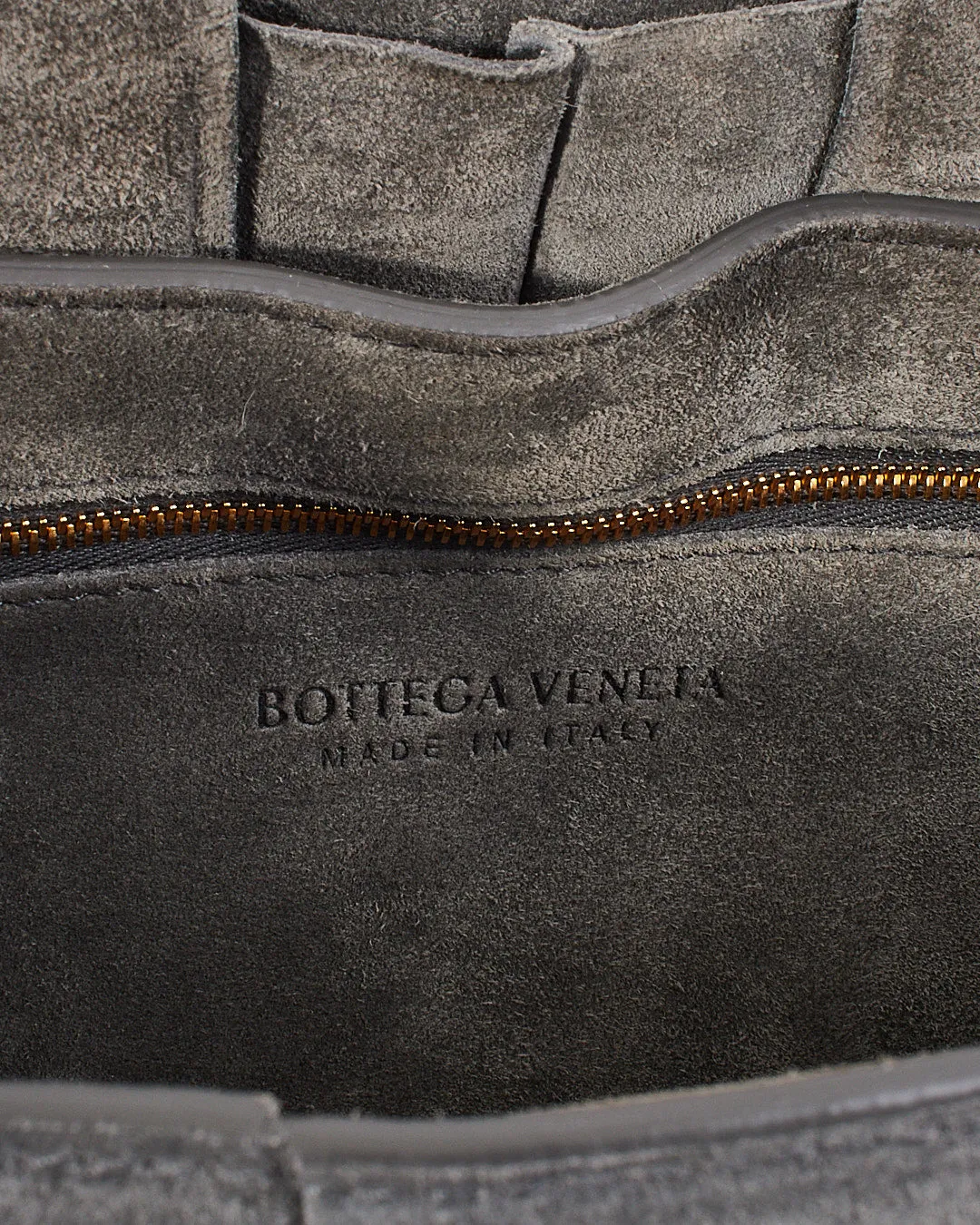 Bottega Venetta Grey Suede Padded Cassette Bag