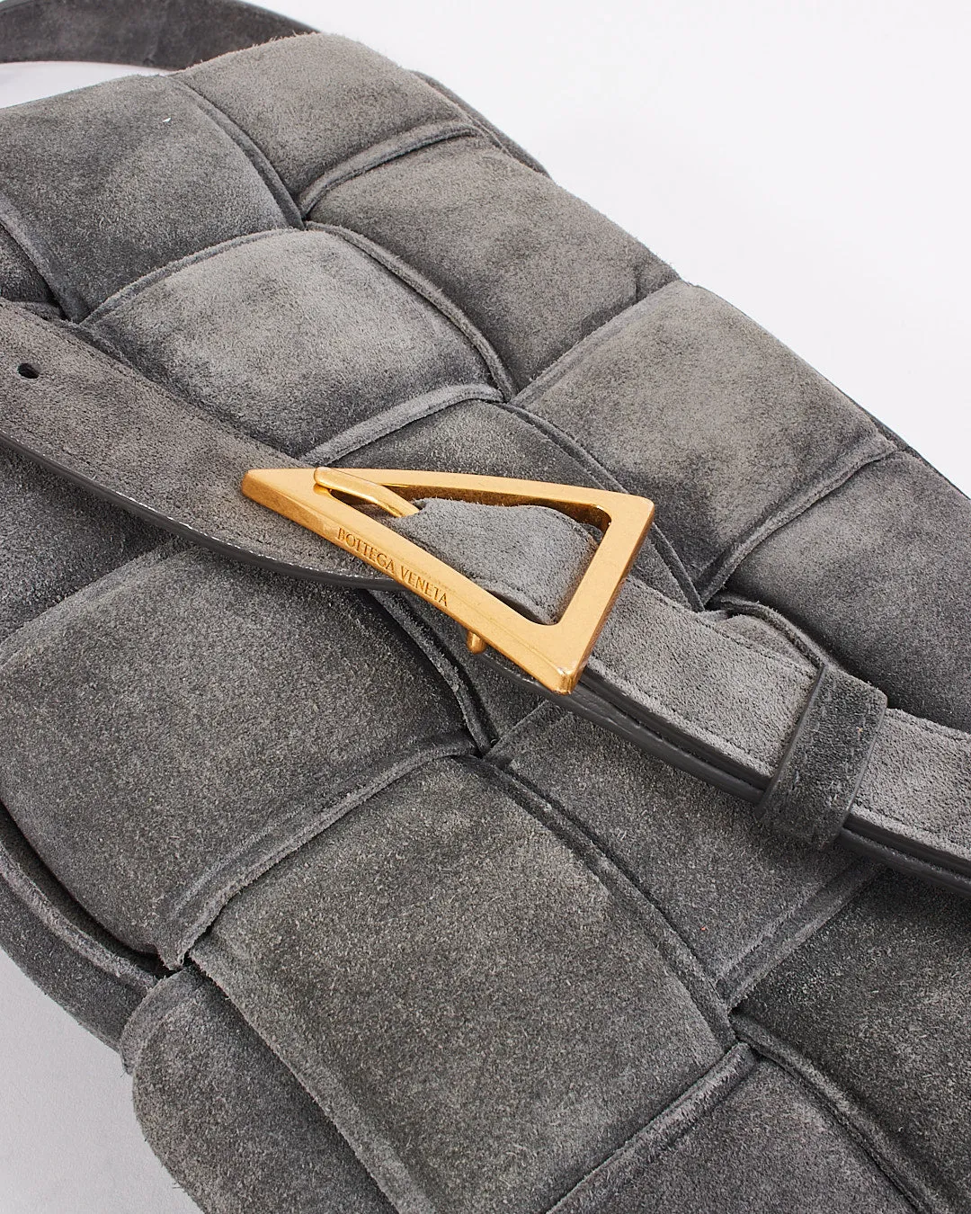 Bottega Venetta Grey Suede Padded Cassette Bag