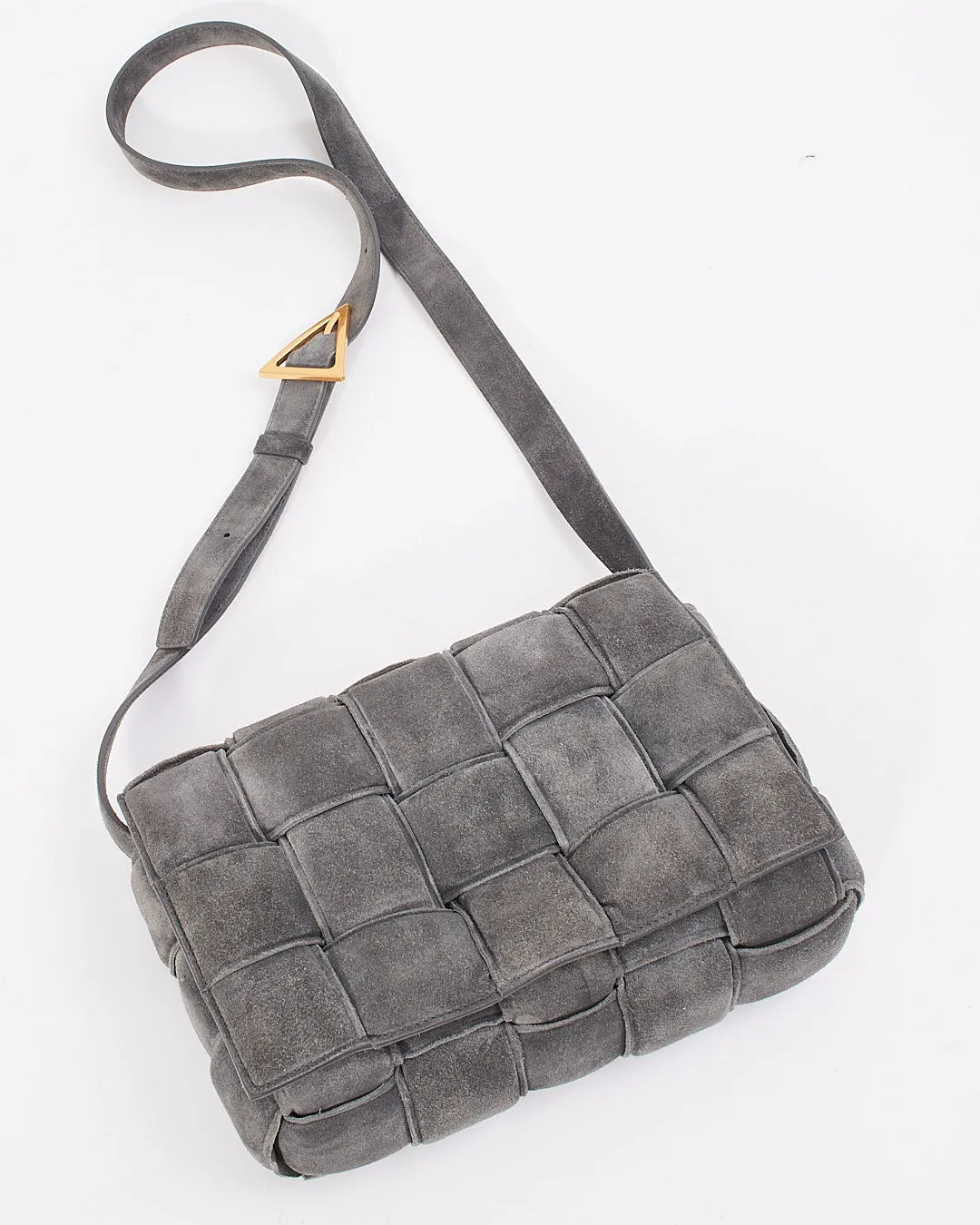 Bottega Venetta Grey Suede Padded Cassette Bag