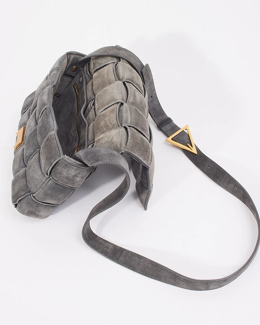 Bottega Venetta Grey Suede Padded Cassette Bag