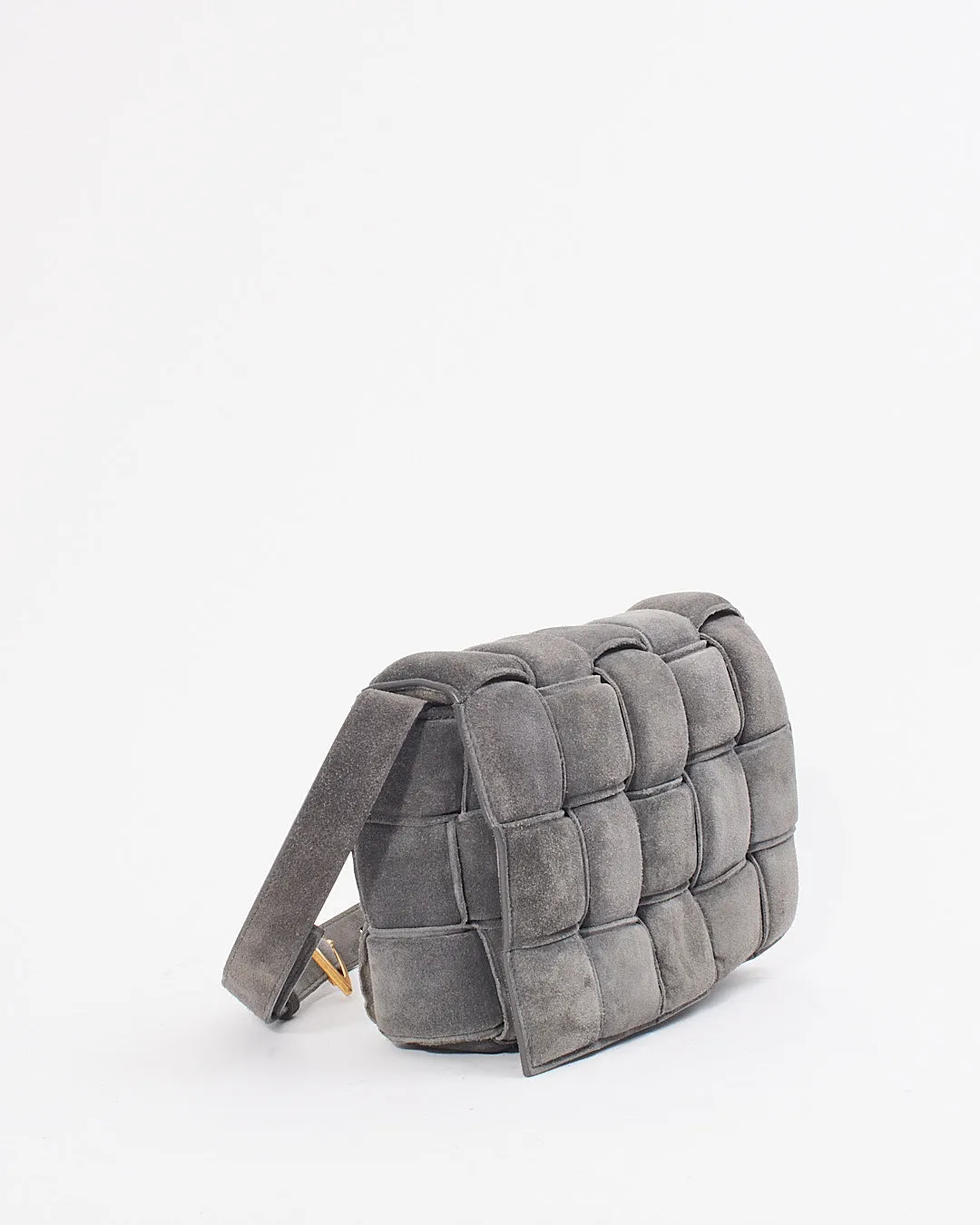 Bottega Venetta Grey Suede Padded Cassette Bag