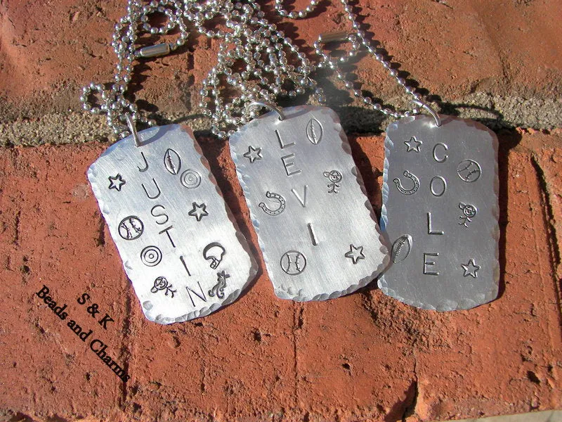 Boys personalized Kids name necklace , Personalized Hand stamped jewelry , Dog tag Name jewelry for boys, handstamped jewelry