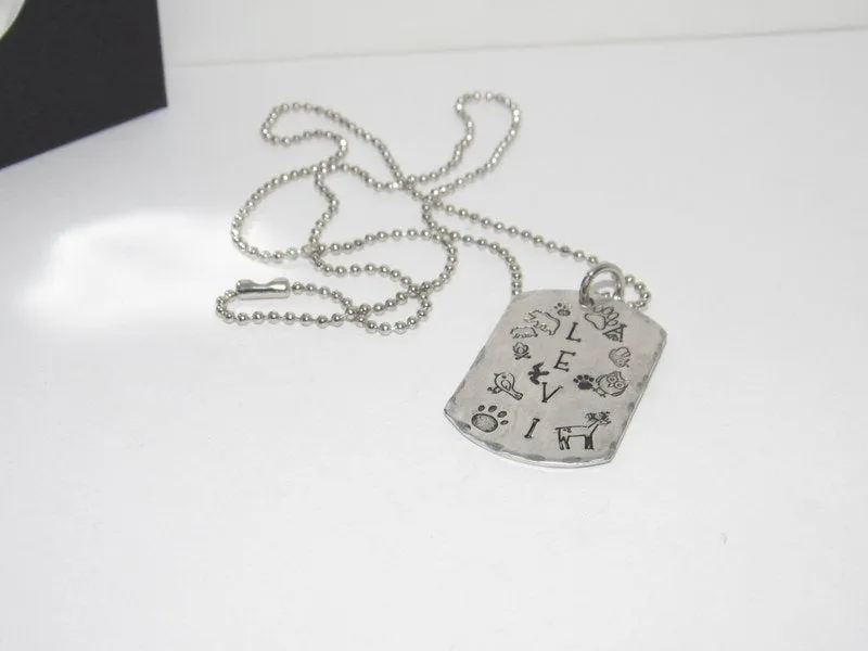 Boys personalized Kids name necklace , Personalized Hand stamped jewelry , Dog tag Name jewelry for boys, handstamped jewelry