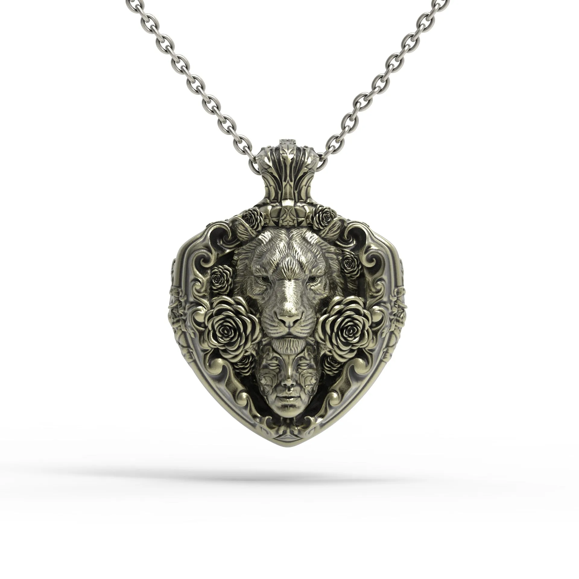 Brass Floral Tigress Pendant