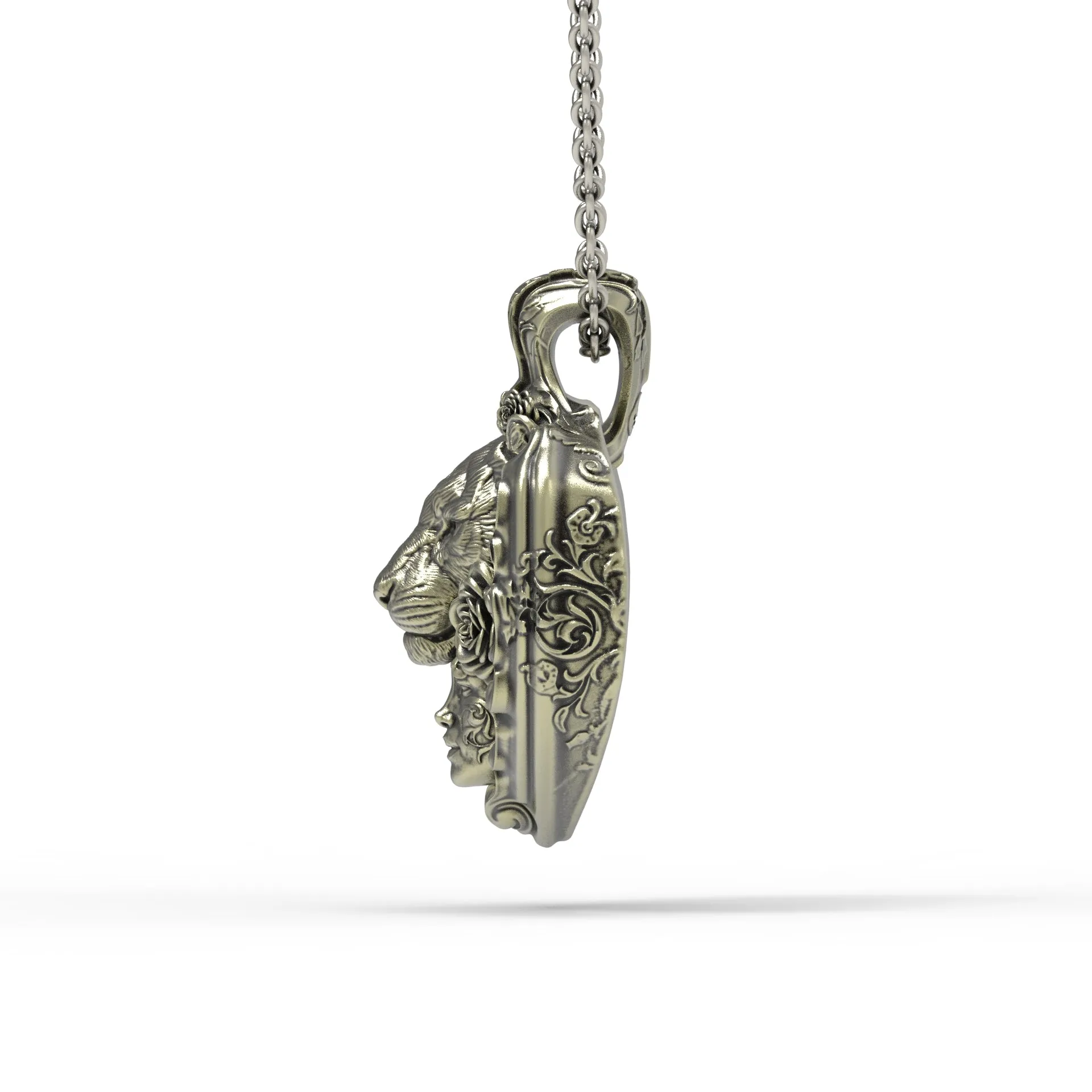 Brass Floral Tigress Pendant