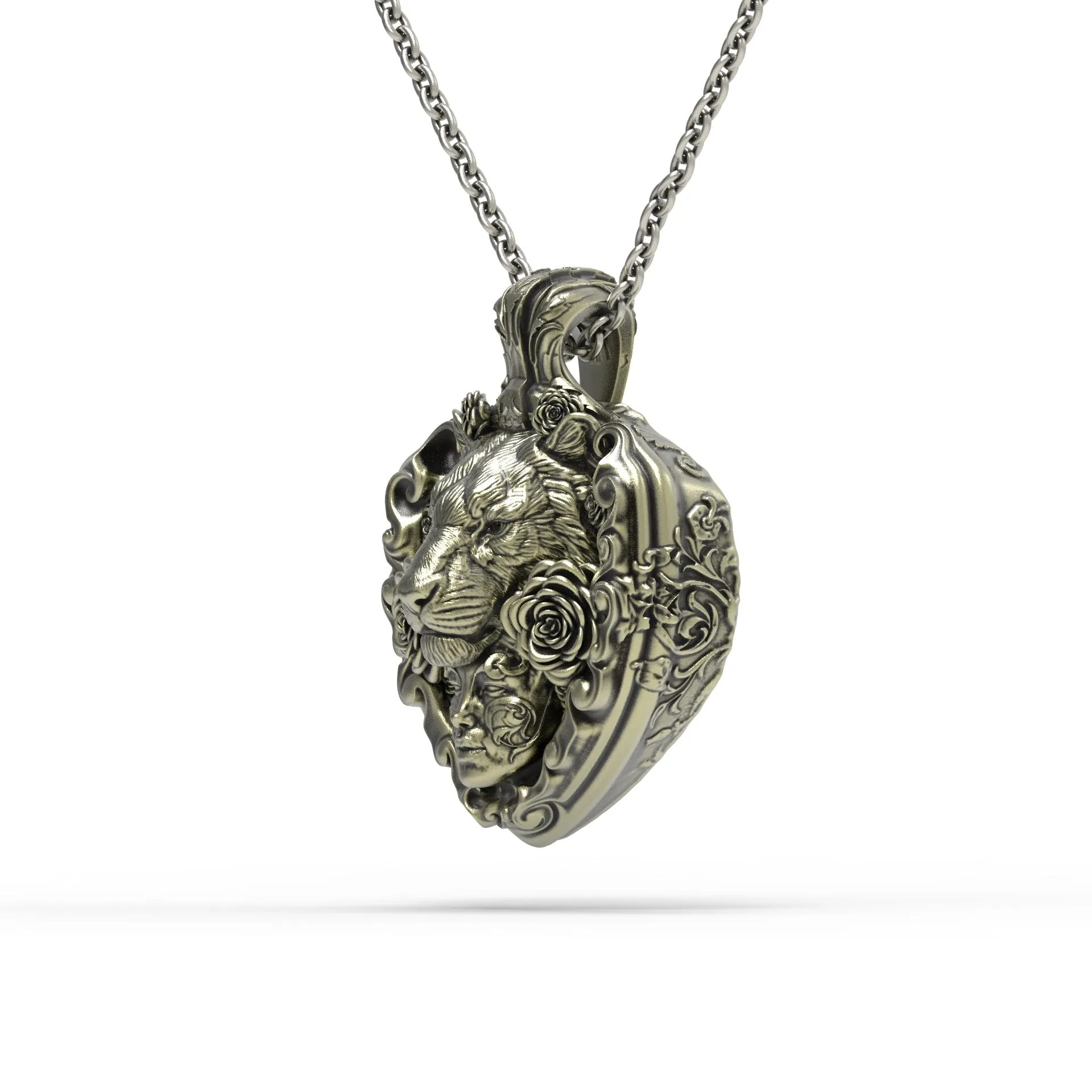 Brass Floral Tigress Pendant