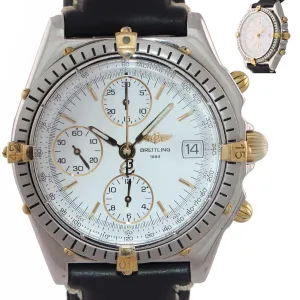 Breitling Chronomat Gold Steel 40mm Chronograph White Date Two Tone Watch B13050