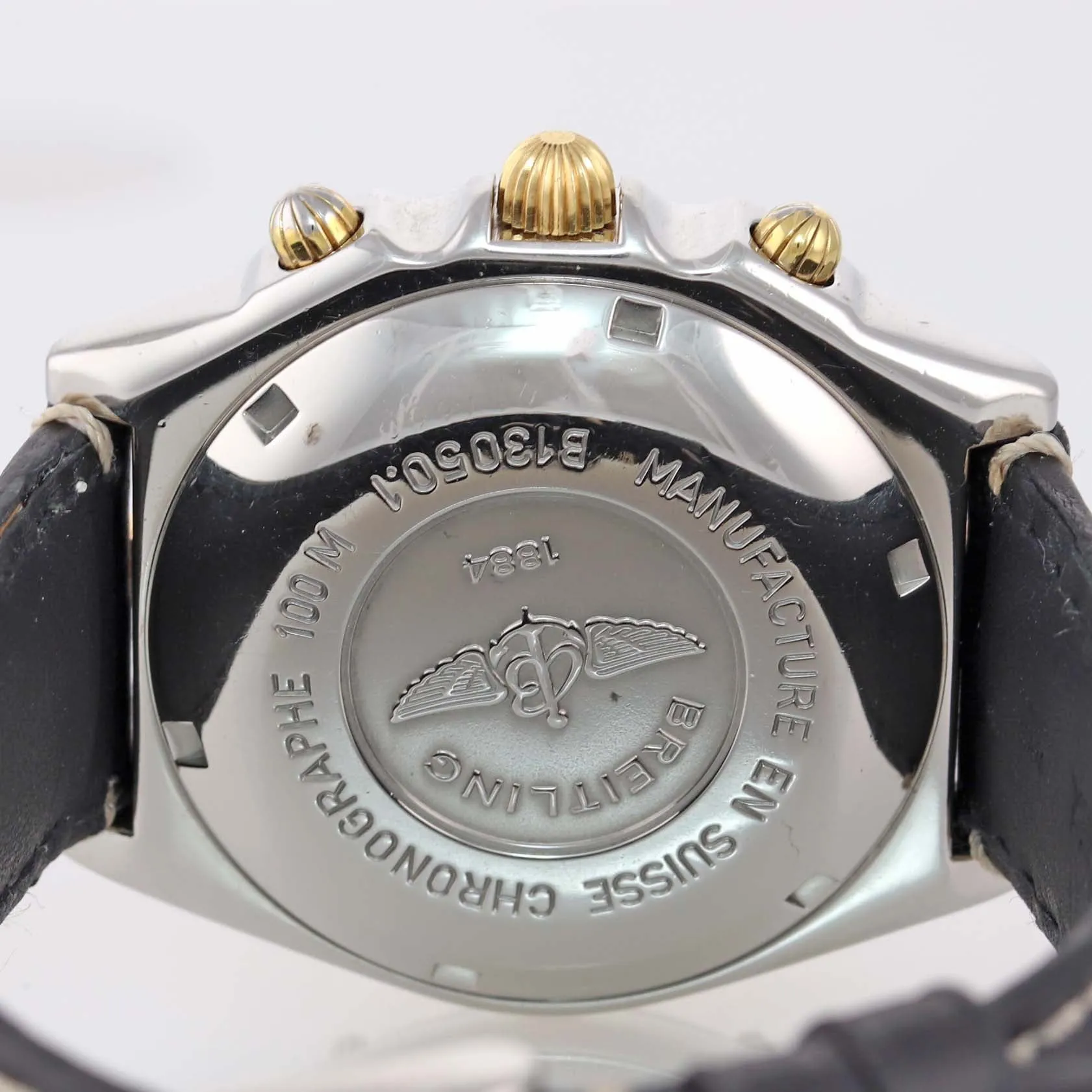 Breitling Chronomat Gold Steel 40mm Chronograph White Date Two Tone Watch B13050