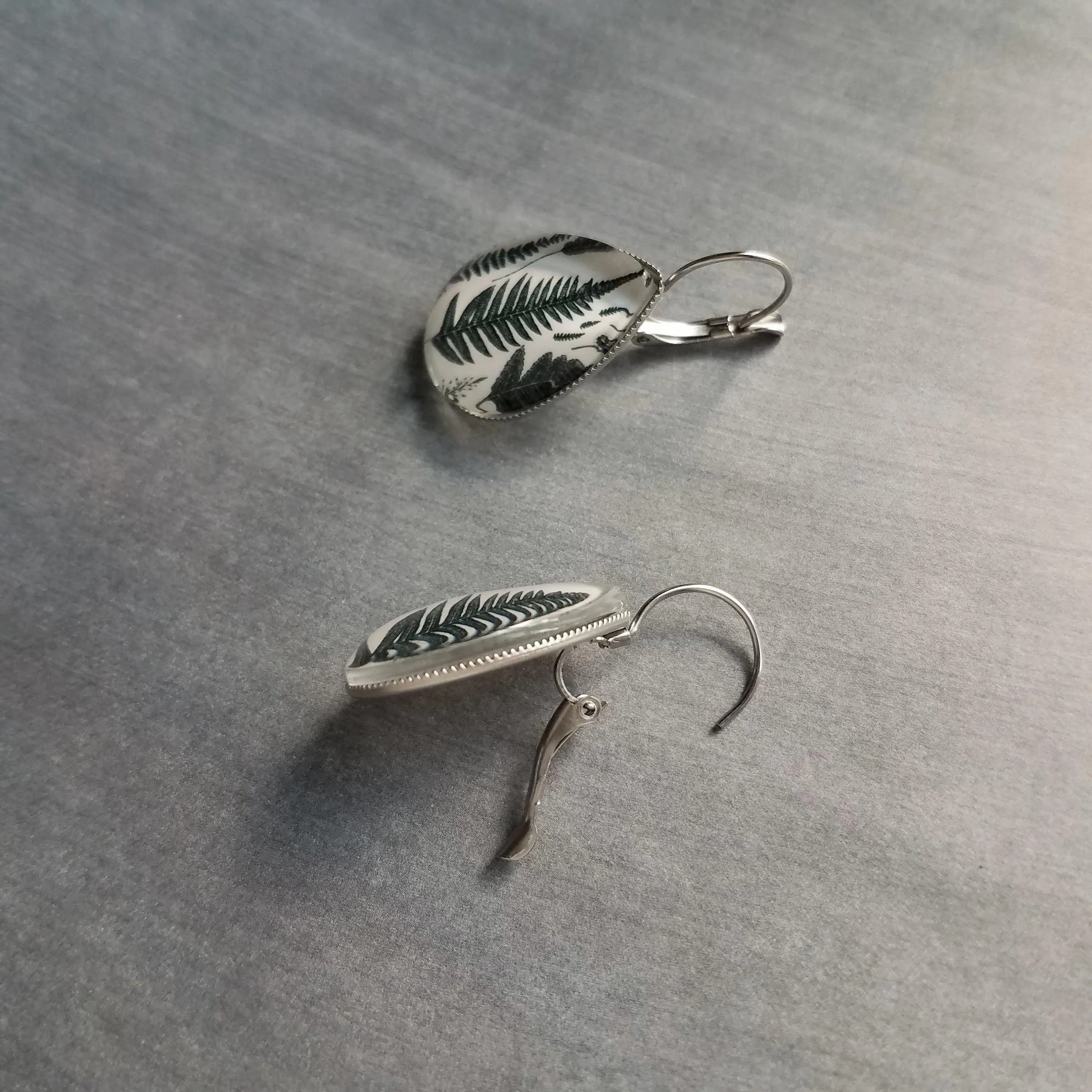 Bright Floral Earrings, stainless steel earring, hypoallergenic, large teardrop, pear shape, embroidery style, colorful, silver lever back