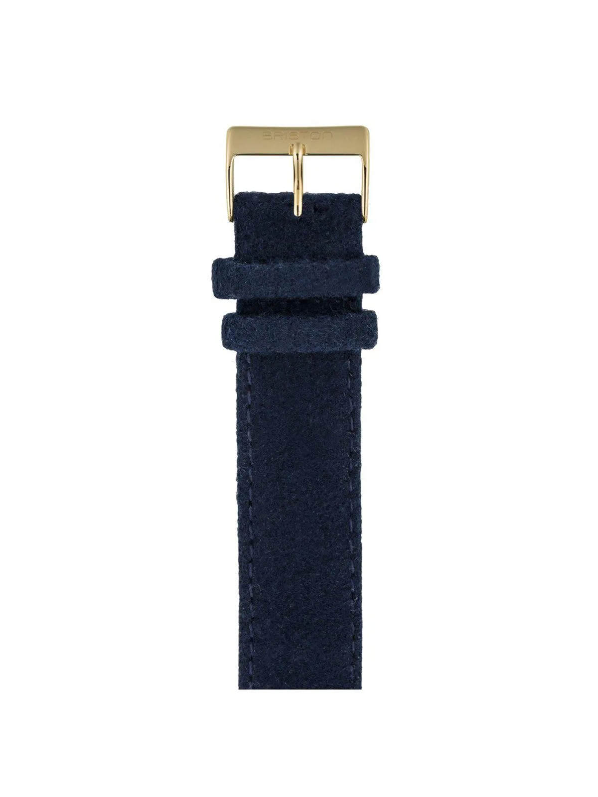 Briston Leather Flannel Strap Navy Blue Yellow Gold 20mm