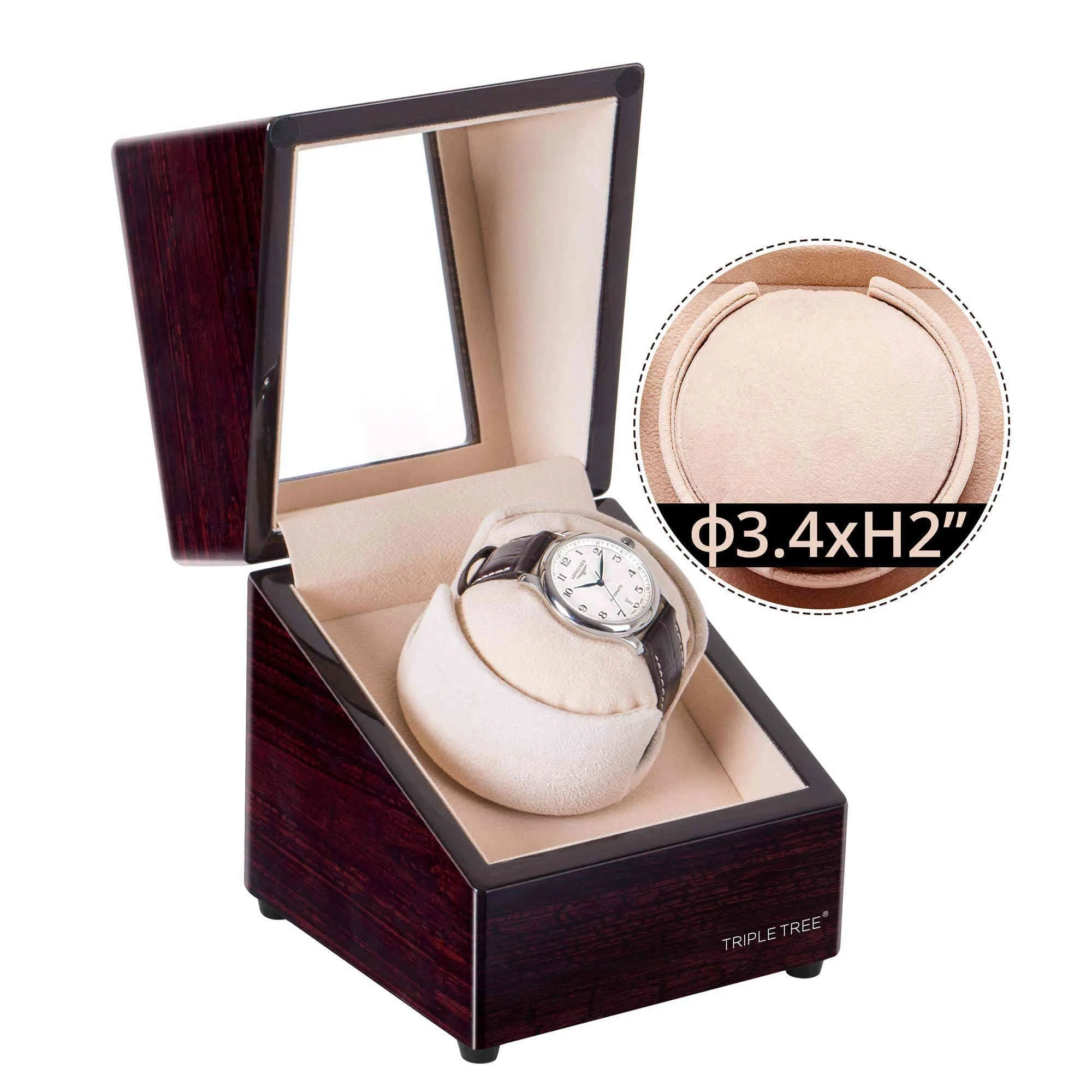Brown Single Wooden Watch Winder TRIPLE TREE