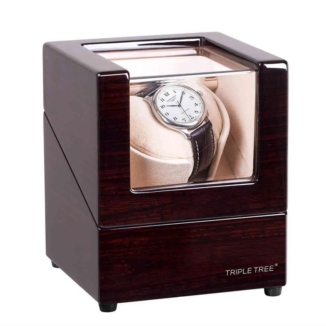 Brown Single Wooden Watch Winder TRIPLE TREE