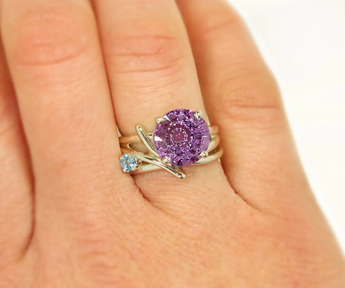 Bubbly Amethyst and Topaz Freeform Ring