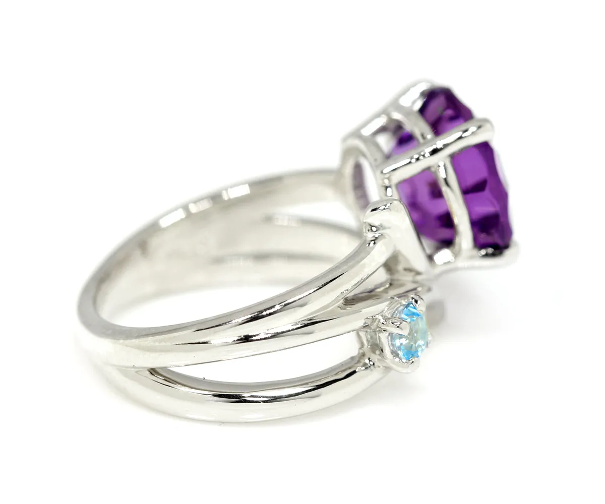 Bubbly Amethyst and Topaz Freeform Ring