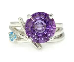 Bubbly Amethyst and Topaz Freeform Ring