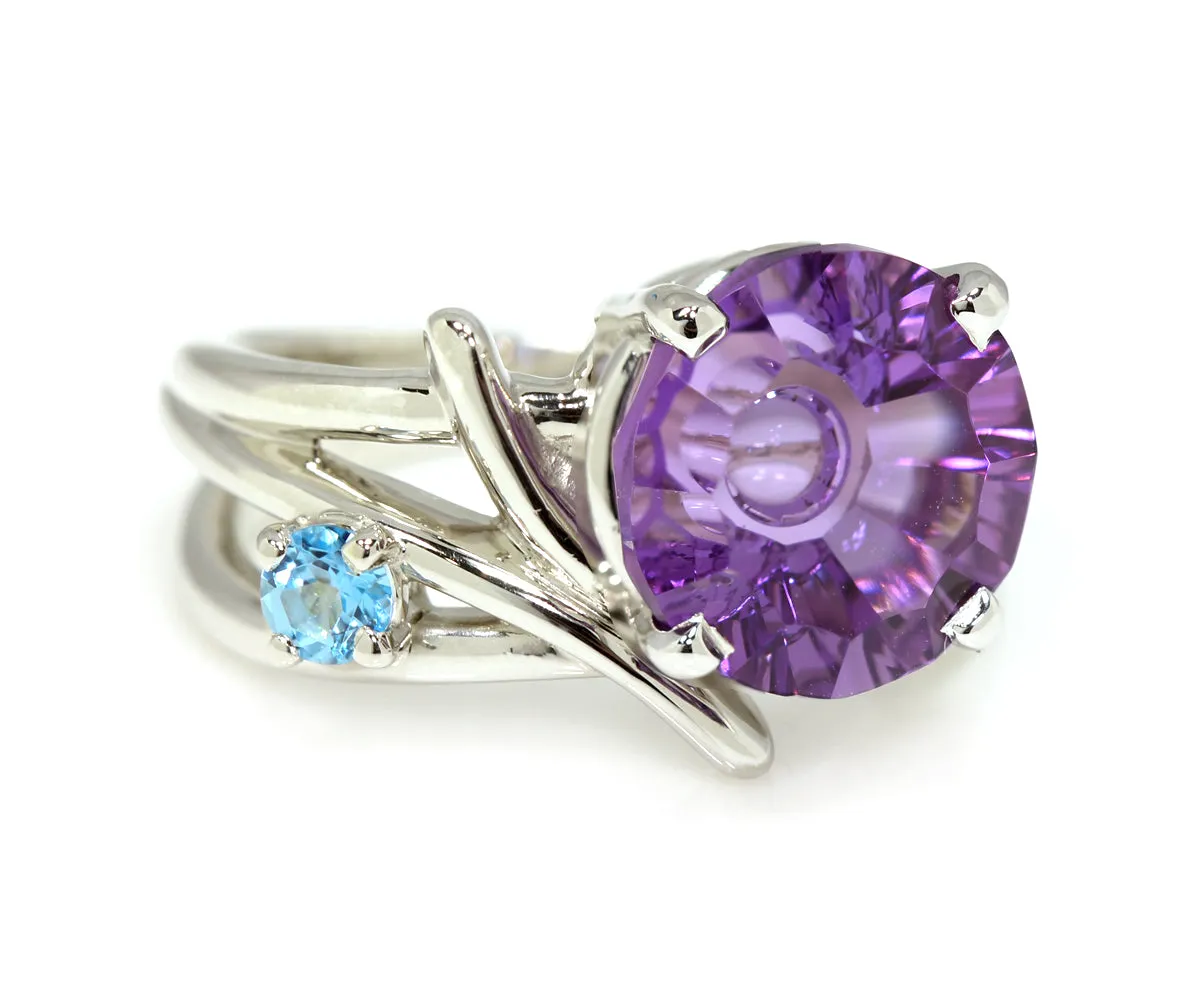Bubbly Amethyst and Topaz Freeform Ring