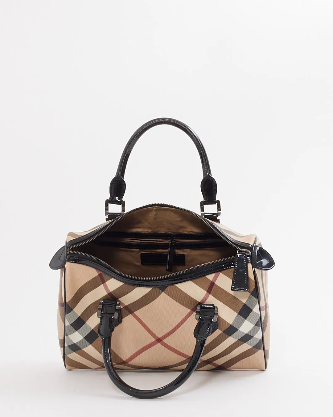 Burberry Beige Nova Check Coated Canvas Bowling Bag