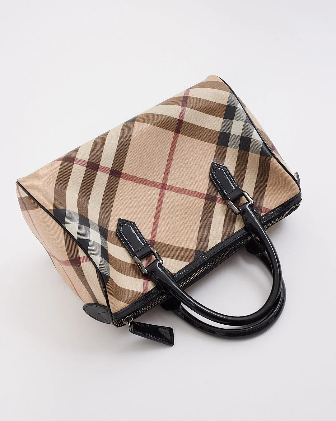 Burberry Beige Nova Check Coated Canvas Bowling Bag