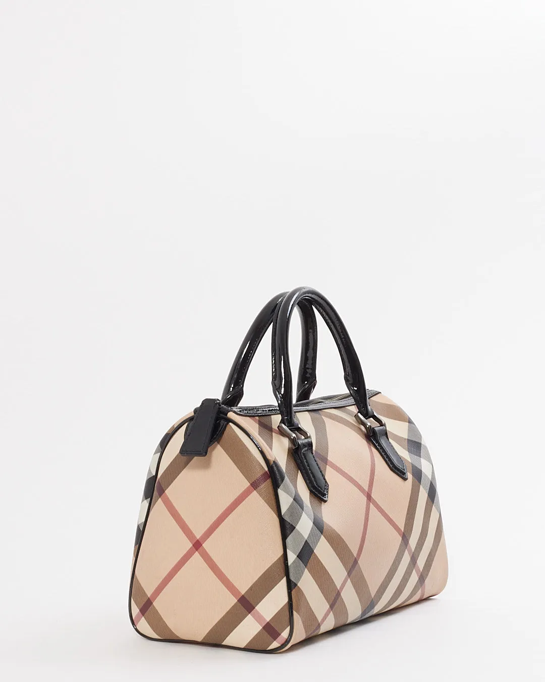 Burberry Beige Nova Check Coated Canvas Bowling Bag