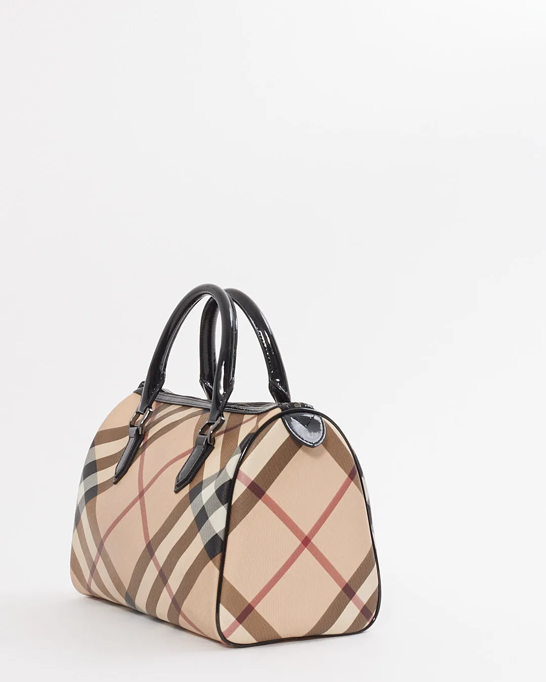 Burberry Beige Nova Check Coated Canvas Bowling Bag