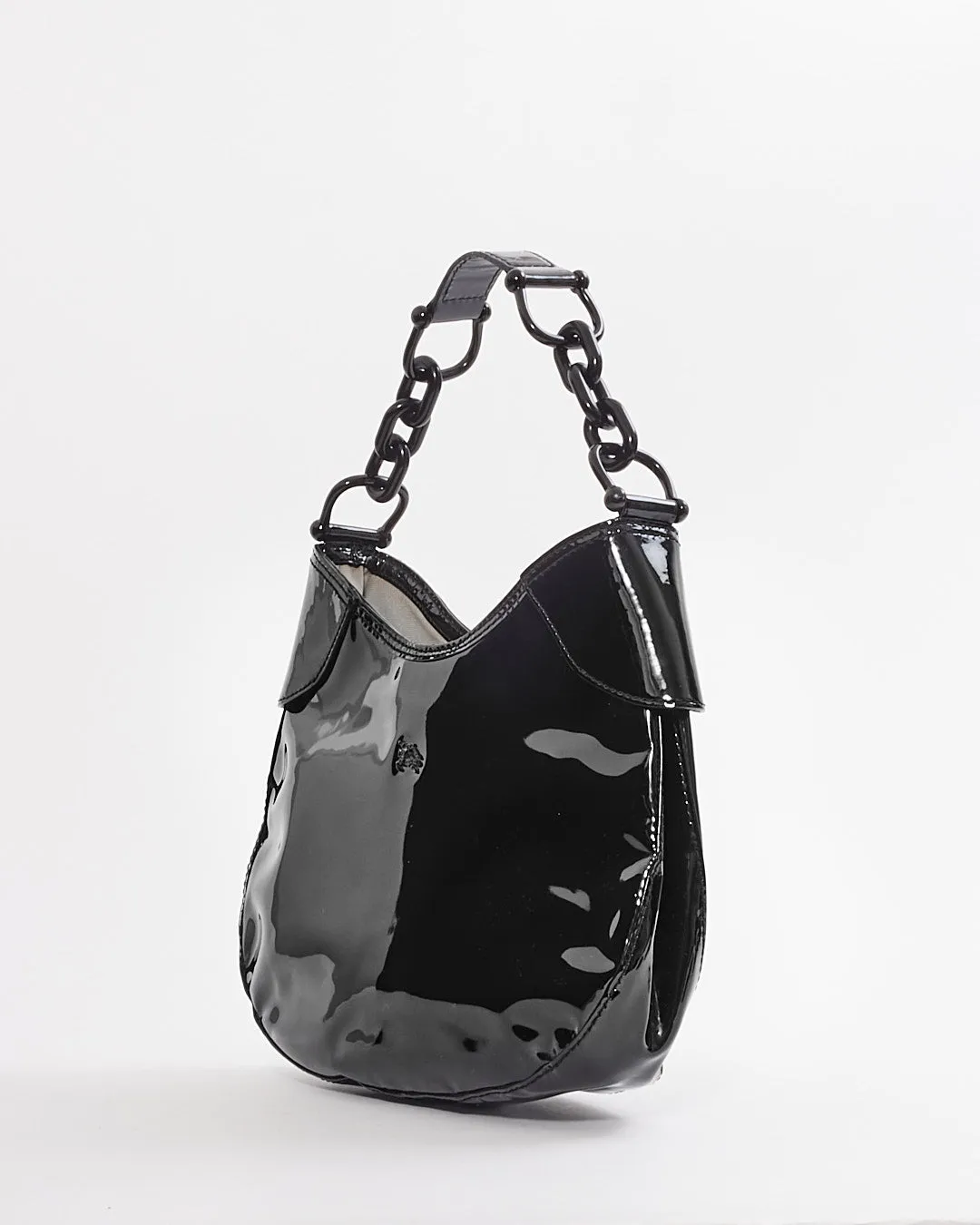 Burberry Black Patent Leather Chain Shoulder Bag